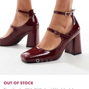 Red Patent Leather Block Heel Shoes